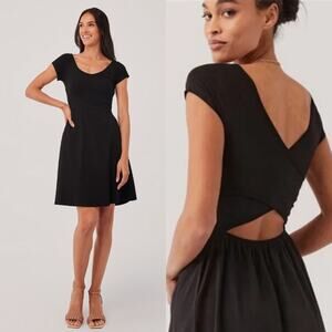 Pact Organic Black Crossback Mini Dress Medium Lounge Relaxed Minimalist
